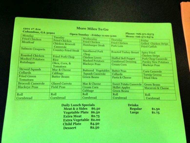 More Miles to Go - Columbus, GA menu_pic
