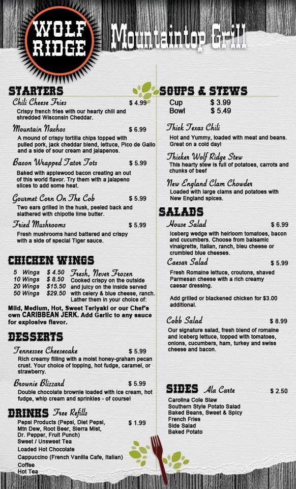 Mountaintop Grill - Mars Hill, NC menu_pic