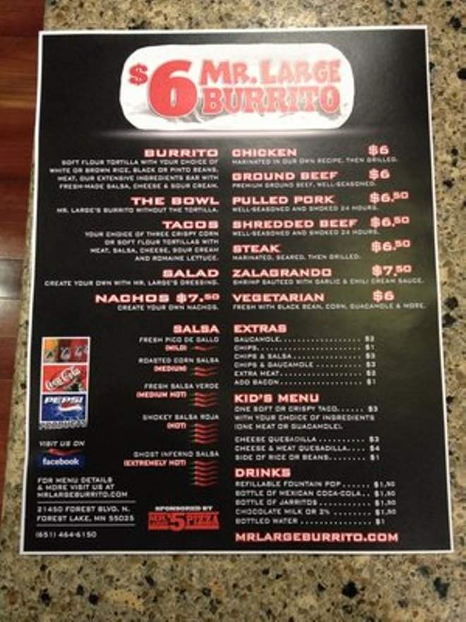 Mr. Large $5 Pizza & Wings - Forest Lake, MN menu_pic