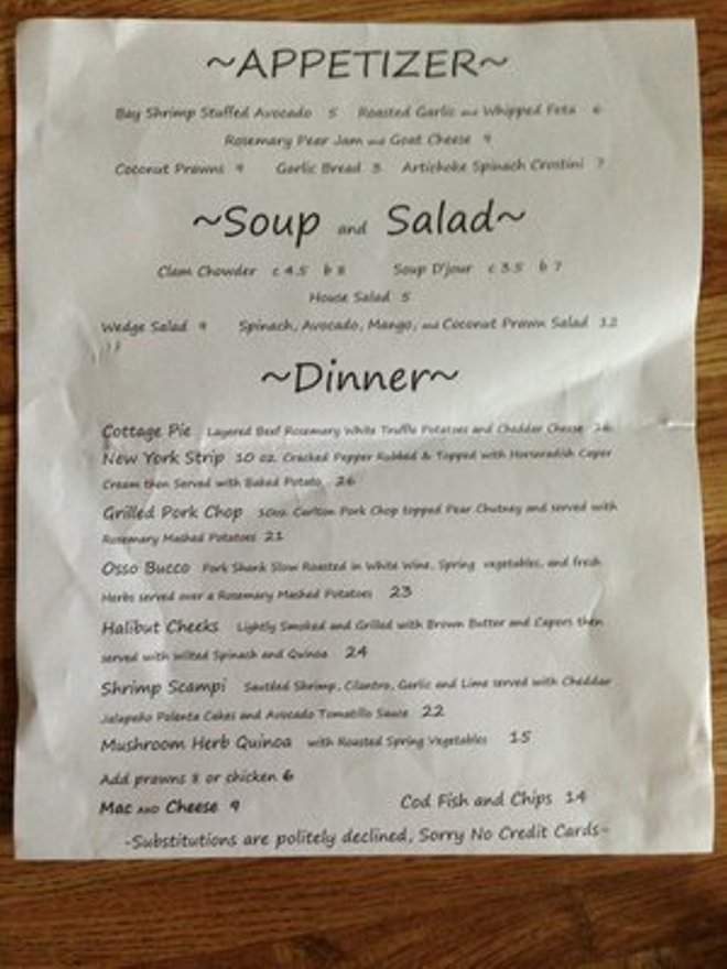 Neah Kah Nie Bistro - Manzanita, OR menu_pic