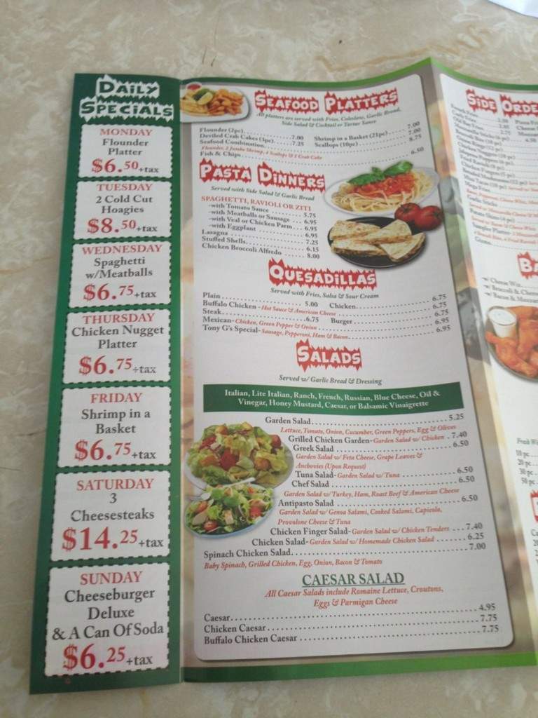 New Tony G's Pizza - Philadelphia, PA menu_pic