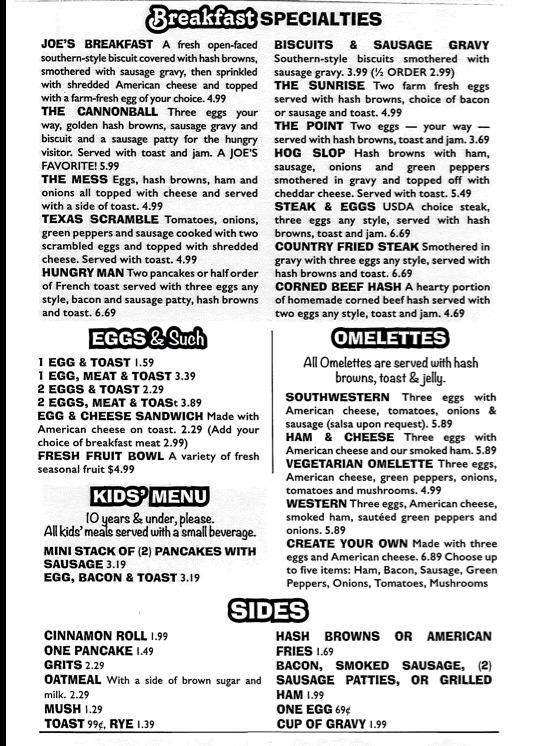 Not your Average Joe's Family Dining - Wabash, IN menu_pic