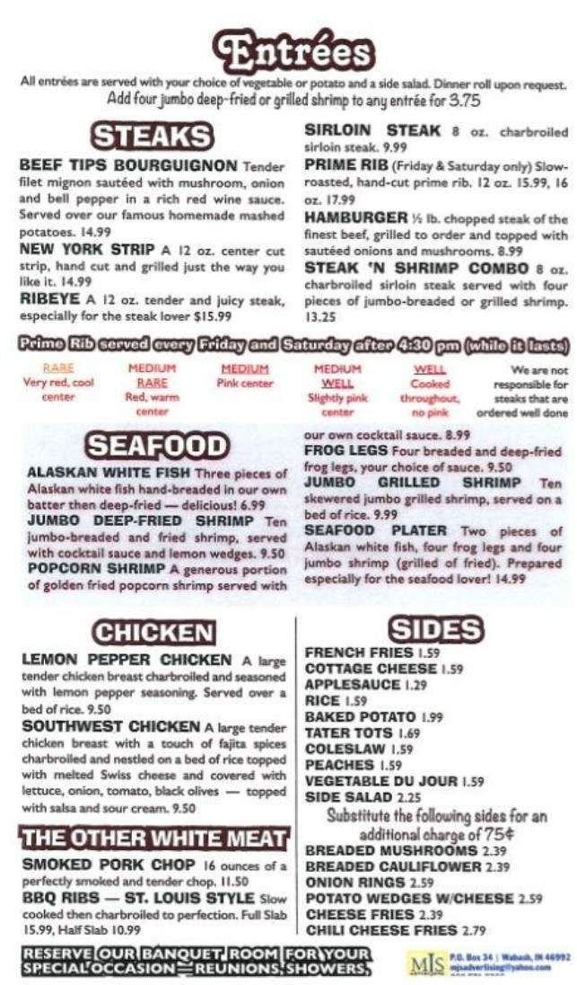 Not your Average Joe's Family Dining - Wabash, IN menu_pic