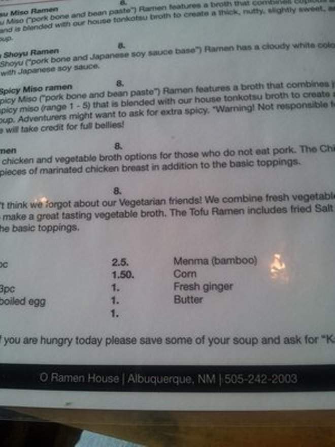O Ramen - Albuquerque, NM menu_pic