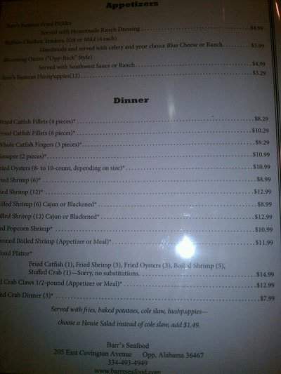 Old Town Grille - Opp, AL menu_pic