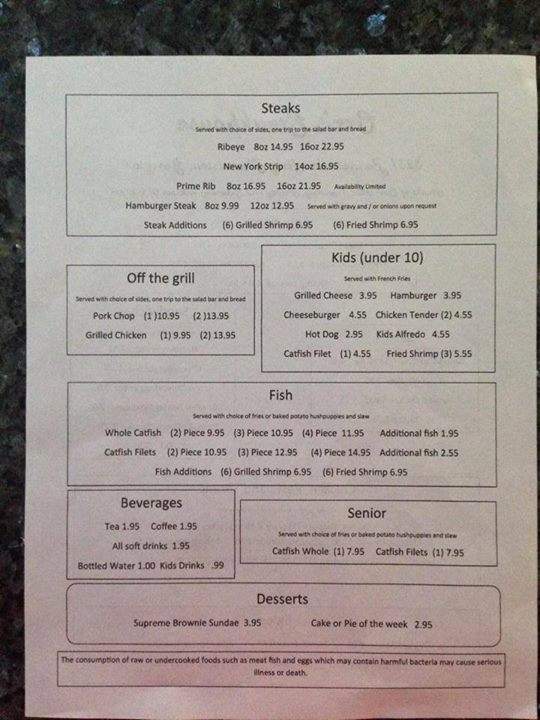 Orr's Steakhouse - Thomaston, GA menu_pic