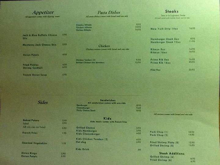 Orr's Steakhouse - Thomaston, GA menu_pic