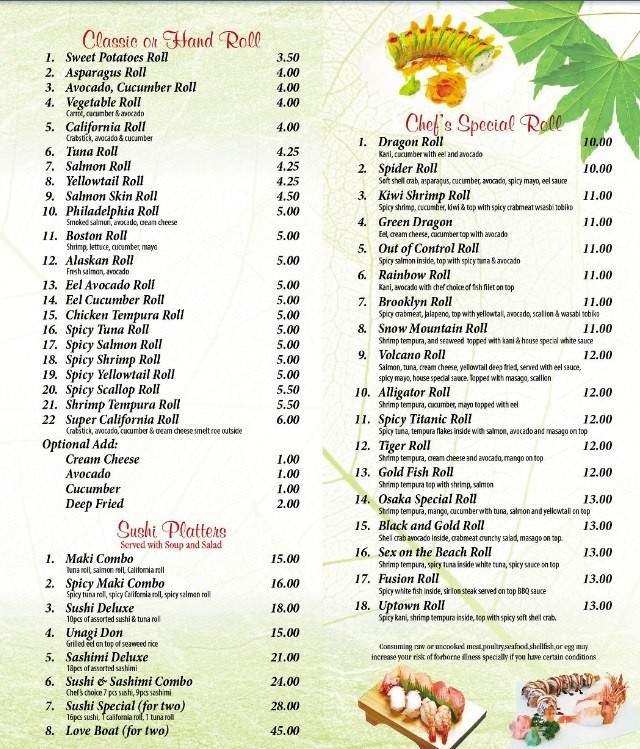 Osaka Fusion House - Jacksonville, NC menu_pic