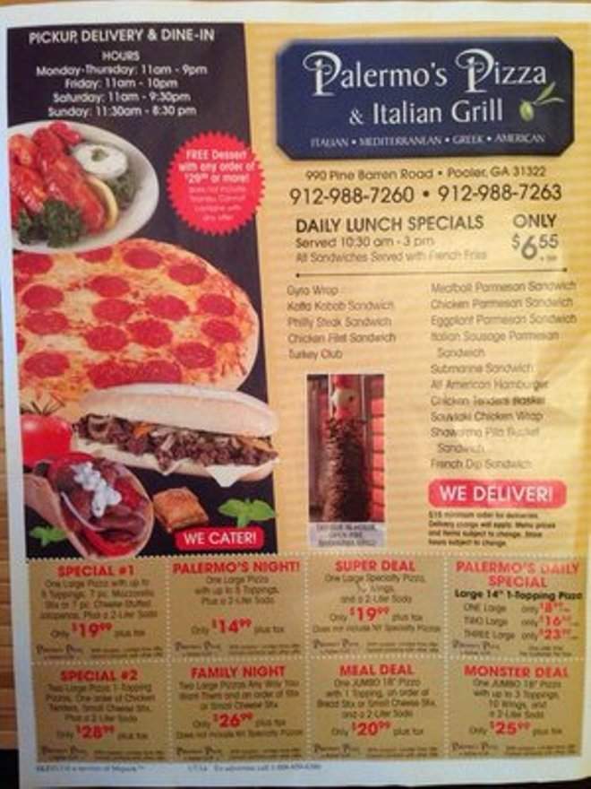 Palermo's Pizza and Italian Grill - Pooler, GA menu_pic