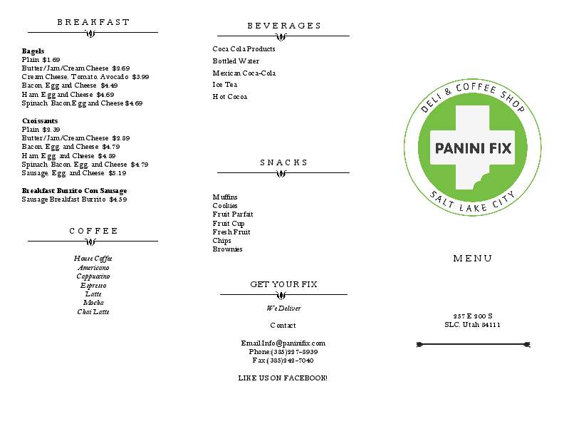 Panini Fix - Salt Lake City, UT menu_pic