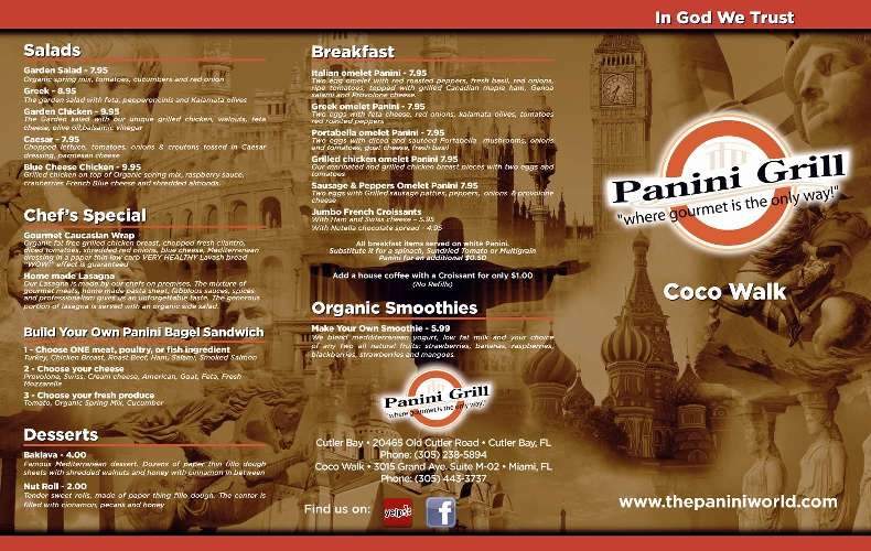 Panini Grill - Miami, FL menu_pic