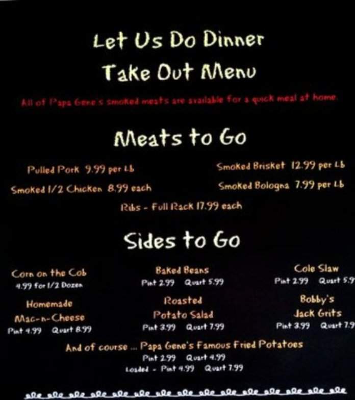 Papa Gene's - Harrison, AR menu_pic