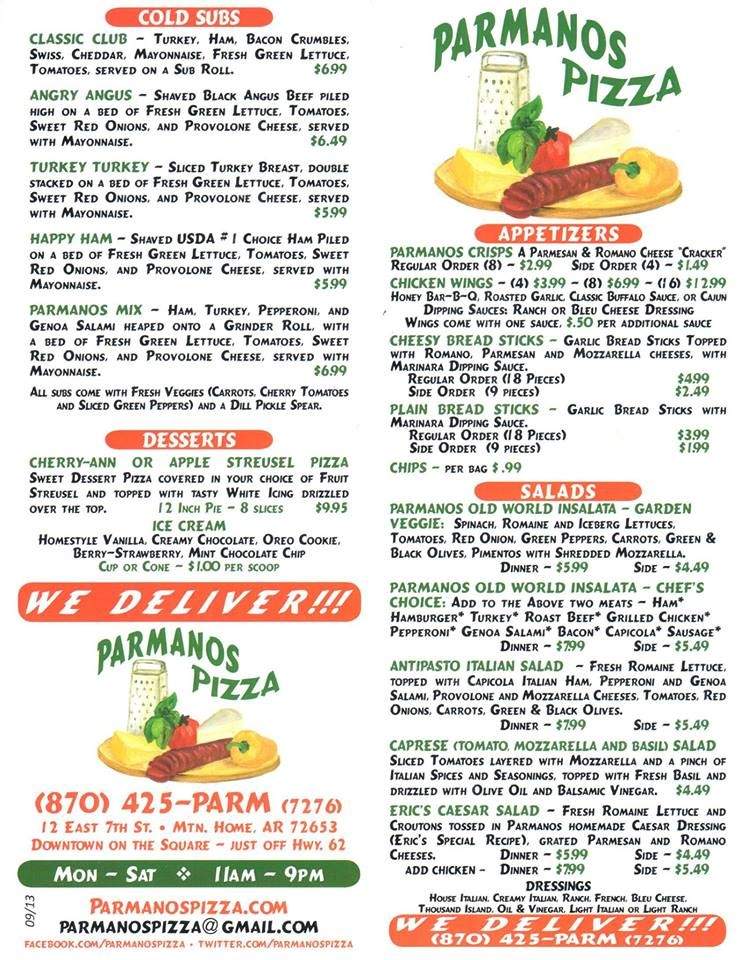 Parmanos Pizza - Mountain Home, AR menu_pic