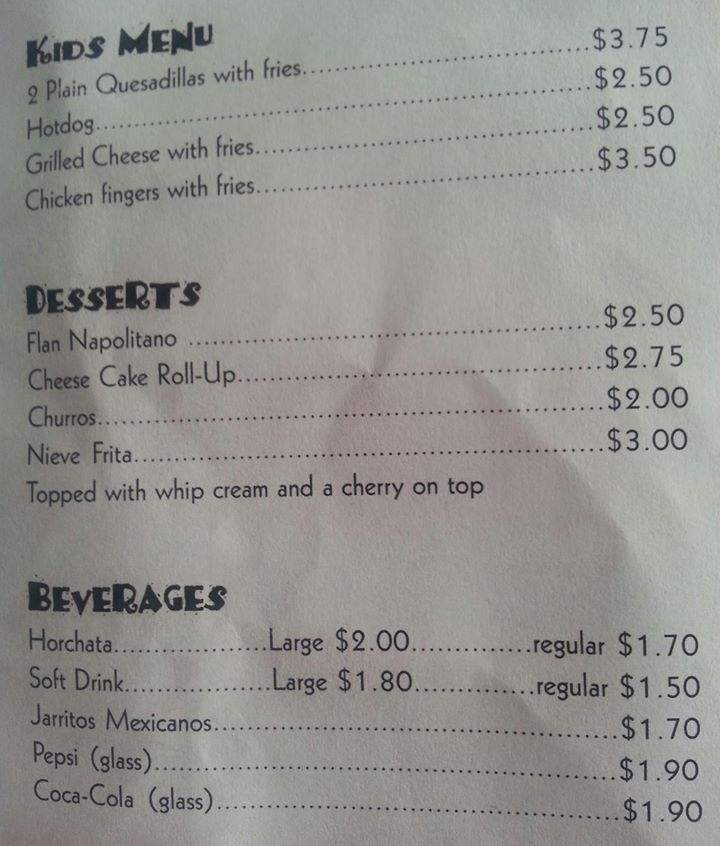 Paul's Burrito Express - Barrington, IL menu_pic
