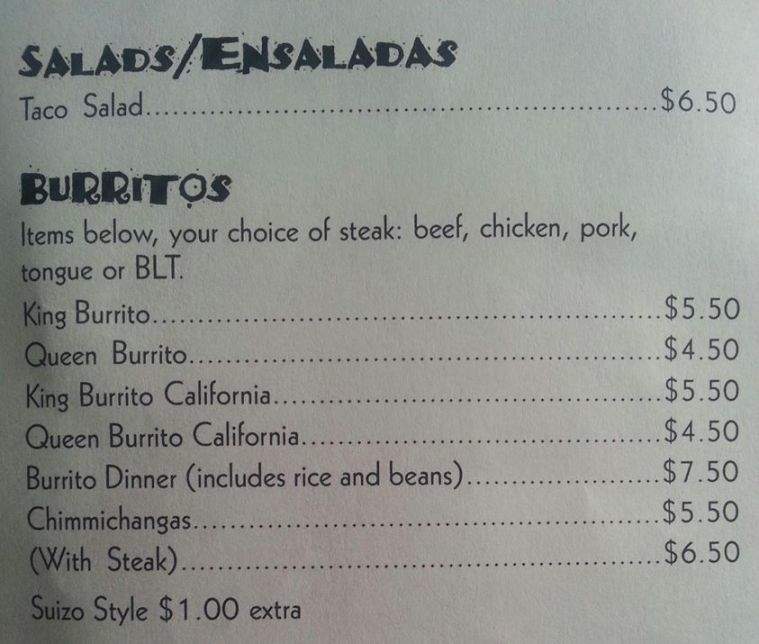 Paul's Burrito Express - Barrington, IL menu_pic