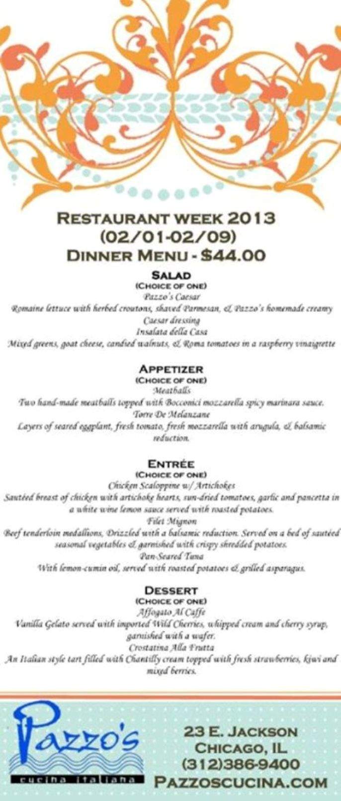 Pazzo's Cucina Italiana - Chicago, IL menu_pic