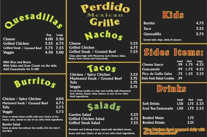 Perdido Mexican Grille - Marietta, GA menu_pic