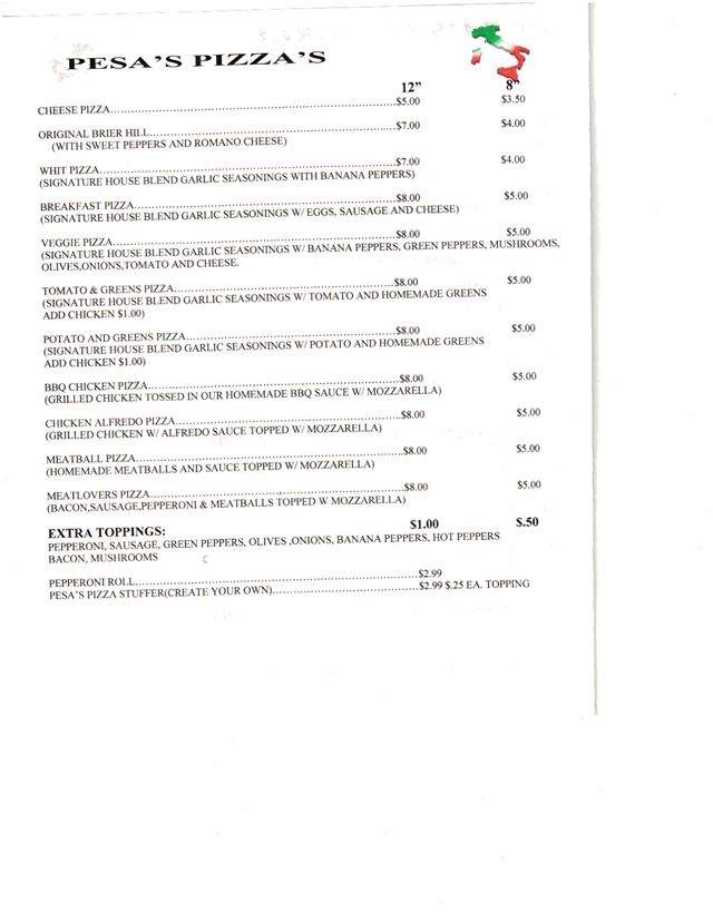 Pesa's Pizzeria - Niles, OH menu_pic