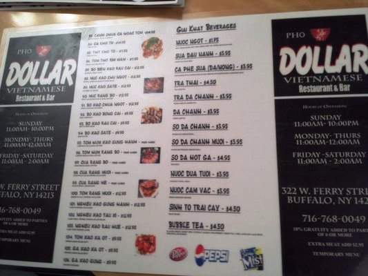 Pho Dollar - Buffalo, NY menu_pic