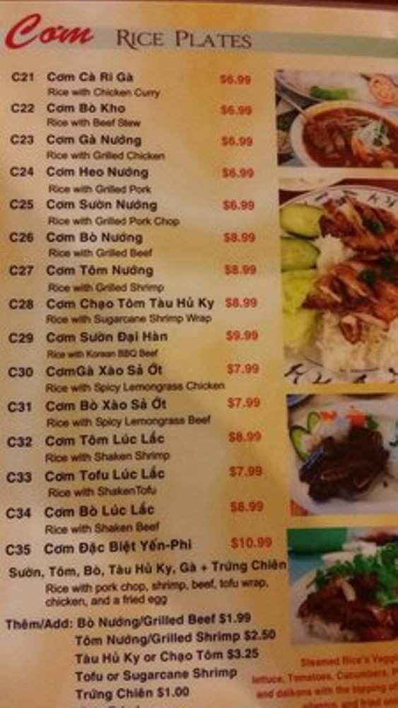 Pho Yen Phi - Coppell, TX menu_pic