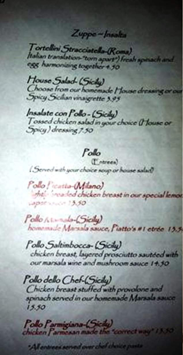 Piatto Ristorante Italiano - Pittsburgh, PA menu_pic