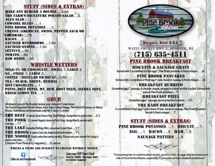 Pine Brook Farms - Spooner, WI menu_pic