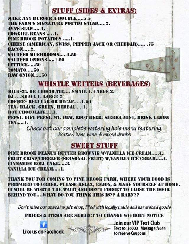 Pine Brook Farms - Spooner, WI menu_pic