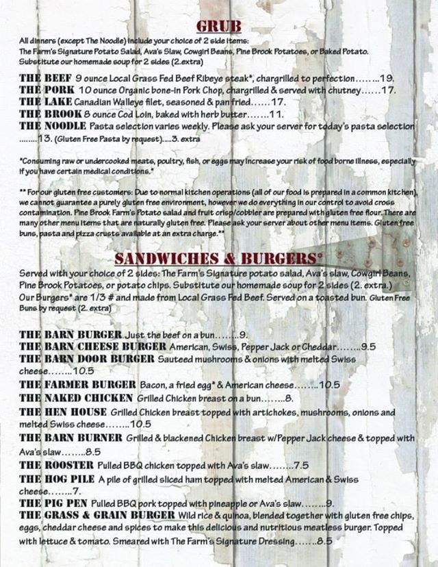 Pine Brook Farms - Spooner, WI menu_pic