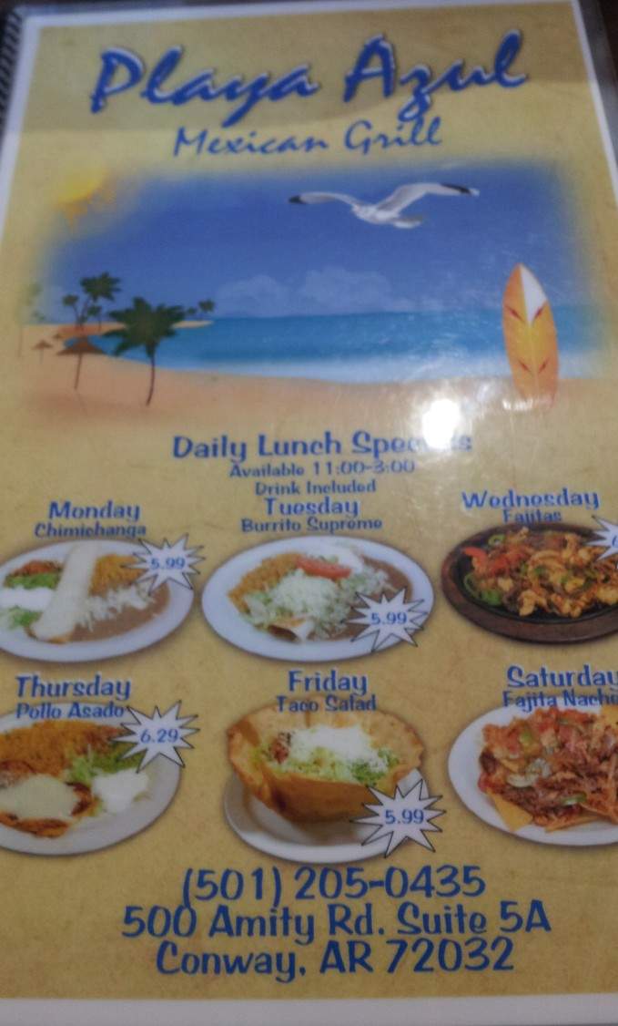 Playa Azul - Conway, AR menu_pic