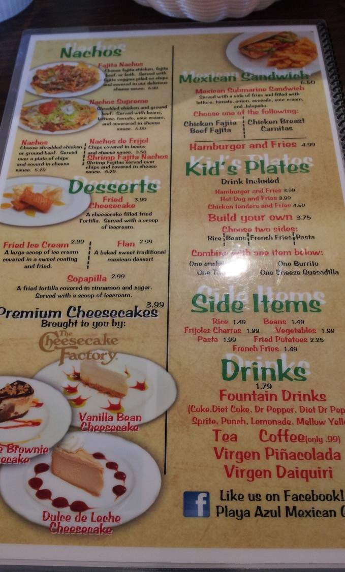 Playa Azul - Conway, AR menu_pic