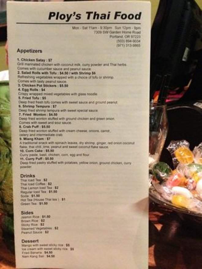 Ploy's Thai Food - Portland, OR menu_pic