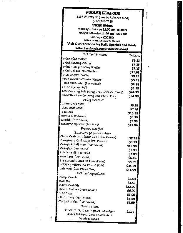 Pooler Seafood - Pooler, GA menu_pic