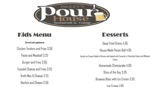 Pour House Restaurant and Lounge - Ellwood City, PA menu_pic