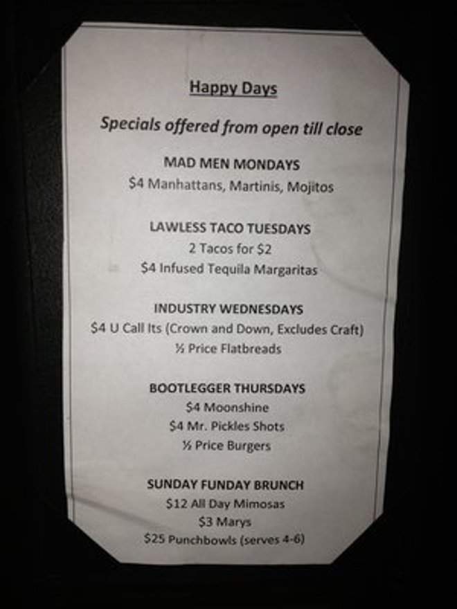 Prohibition - Dallas, TX menu_pic
