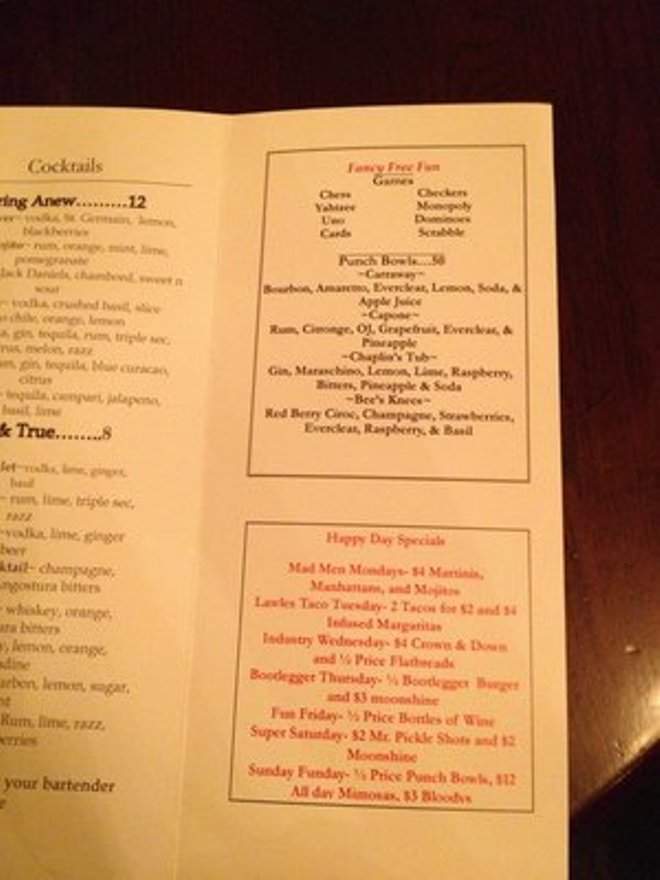 Prohibition - Dallas, TX menu_pic