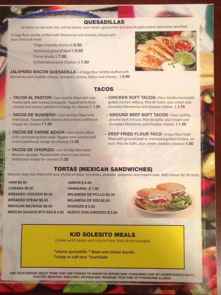 Puerta Del Sol - Westland, MI menu_pic