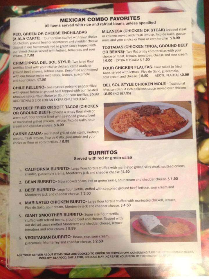 Puerta Del Sol - Westland, MI menu_pic