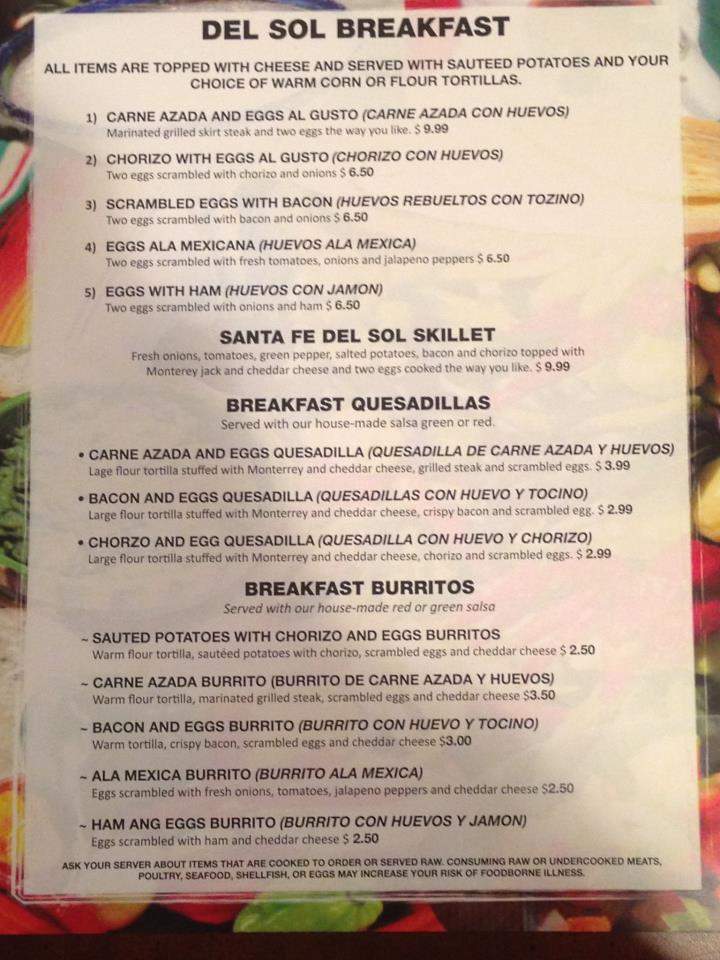 Puerta Del Sol - Westland, MI menu_pic