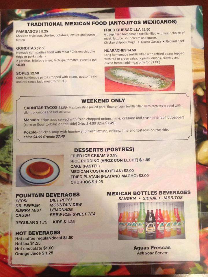 Puerta Del Sol - Westland, MI menu_pic
