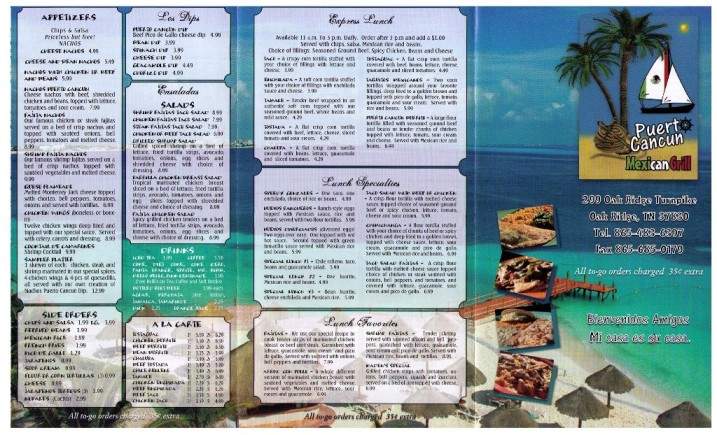 Puerto Cancun Mexican Grill & Bar - Oak Ridge, TN menu_pic