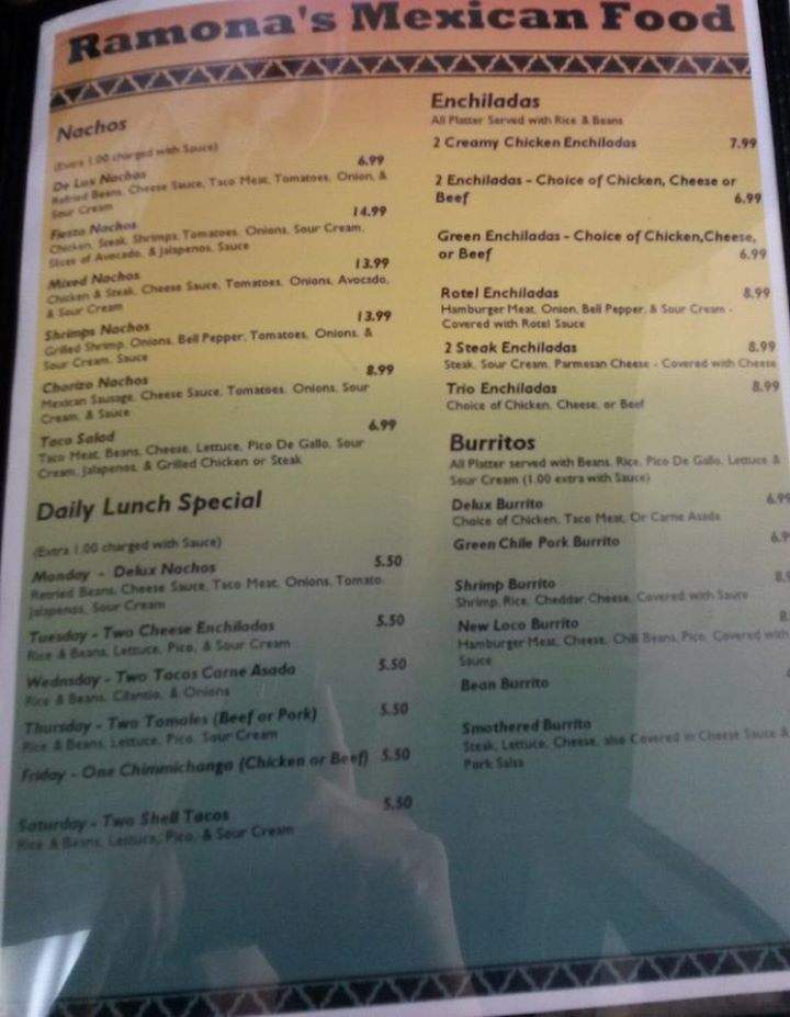 Ramona's Authentic Mexican Restaurant - Broken Arrow, OK menu_pic