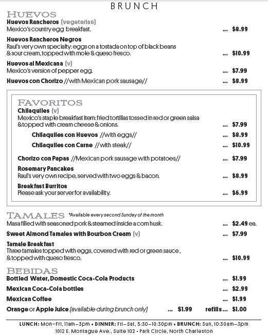 Raul's Maya del Sol - North Charleston, SC menu_pic
