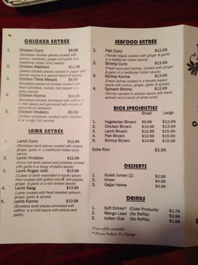 Reema's Indian Cafe - Carbondale, IL menu_pic