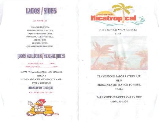 Restaurant Nicatropical - Wichita, KS menu_pic