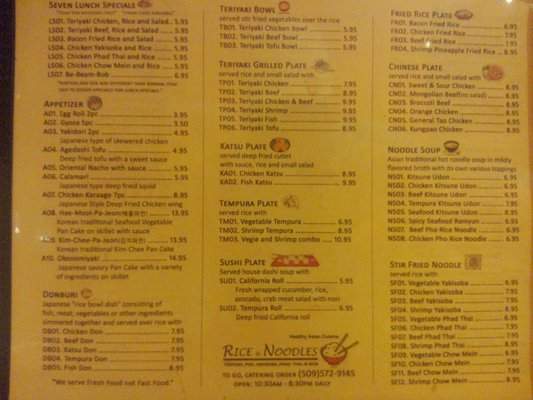 Rice & Noodles Asian - Pasco, WA menu_pic