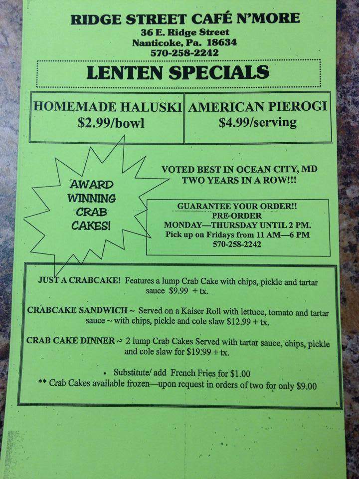 Ridge St. Cafe n'More - Nanticoke, PA menu_pic