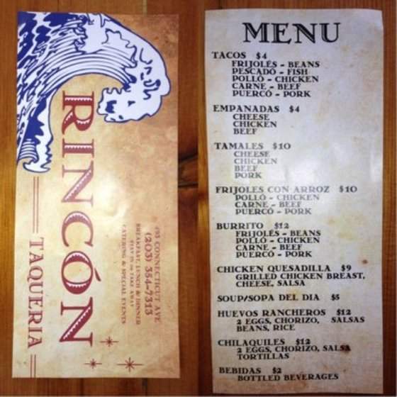 Rincon Taqueria - Norwalk, CT menu_pic