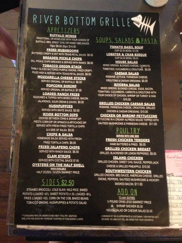 River Bottom Grille - Florence, AL menu_pic