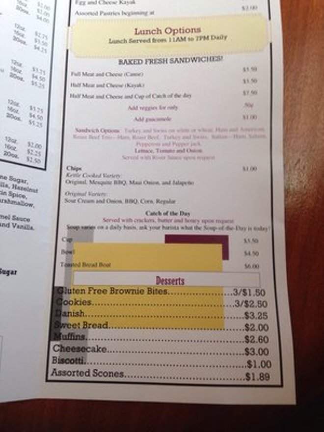 Riverflats Coffee and Tea - Ludington, MI menu_pic