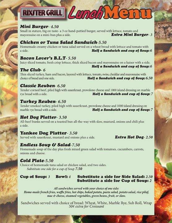 Rixster's Grill - High Point, NC menu_pic